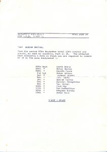 Area Designated A Project. Brief issued by Group A Staff September 26, 1972. Notable that Group A Staff were also listed as participants. Andrew Darley Collection deposited at MayDay Rooms, August 2012