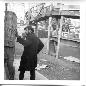 Where is the Gaiety? Still Images. Notting Hill Gate. Inside the Adventure Playground. 1973. Play ‘leader’ 1. Deposited with MayDay Rooms by Wilf Thust. December, 2013.