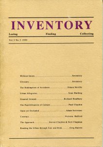 Inventory. Vol.3.No.3. 1995. Deposited by Adam Scrivener and Paul Claydon with MayDay Rooms, 3 March 2014