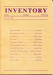 Inventory. Vol.1.No.3. 1995. Deposited by Adam Scrivener and Paul Claydon with MayDay Rooms, 3 March 2014