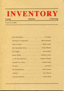 Inventory. Vol.4.No.2. 2000. Deposited by Adam Scrivener and Paul Claydon with MayDay Rooms, 3 March 2014