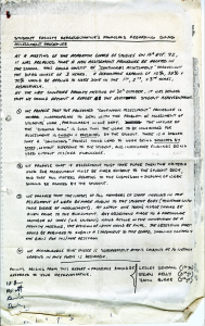 Student Faculty Representative’s Proposals Regarding DipAD Assessment Procedure. Draft document countersigned by ‘A’ Course students John Burke and Andrew Darley amongst others. November?, 1972. John Burke Collection.