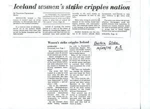 Wages for Housework. Iceland women's Strike cripples nation. Boston Globe 25 October 1975. Deposited by Silvia Federici MayDay Rooms.