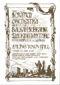 Scratch Orchestra. Poster. Ealing Town Hall Concert, 25 February 1969. Deposited by Stefan Szczelkun at MayDay Rooms, London, January 30, 2015.