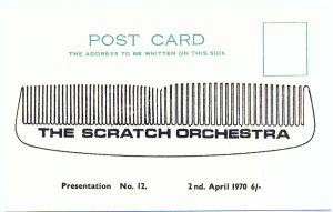 Scratch Orchetra. Postcard, 2 April, 1970. Deposited by Stefan Szczelkun at MayDay Rooms, London, January 30, 2015.