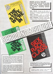 S&C_poster_1. The State We’re In 1982-84 (front) Poster/prop used as part of a display during the Schooling and Culture gathering at MDR. July 2-9, 2015